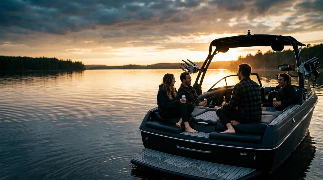 Friends on a Tigé at golden hour